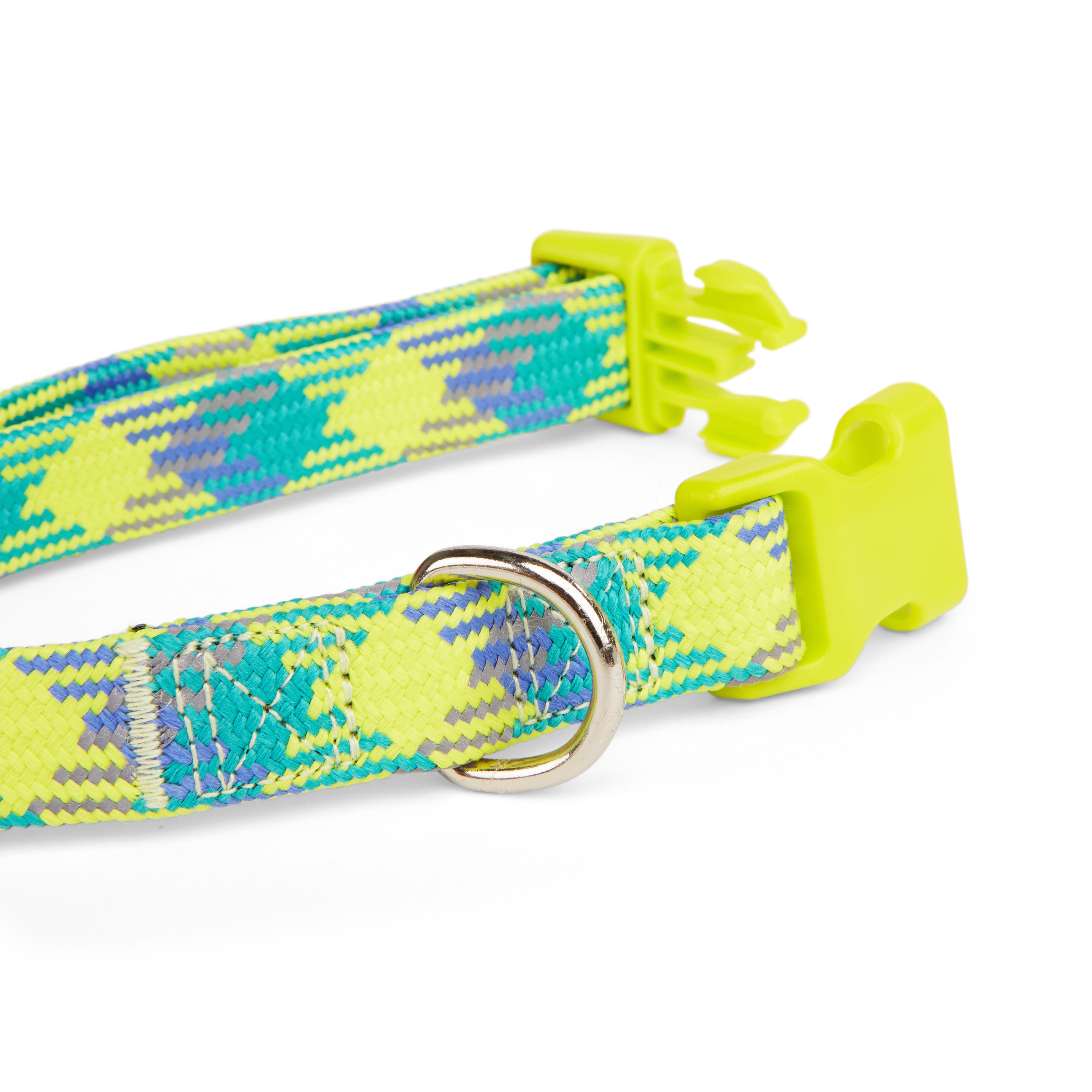 YOULY Yellow/Blue Reflective Dog Collar， Small