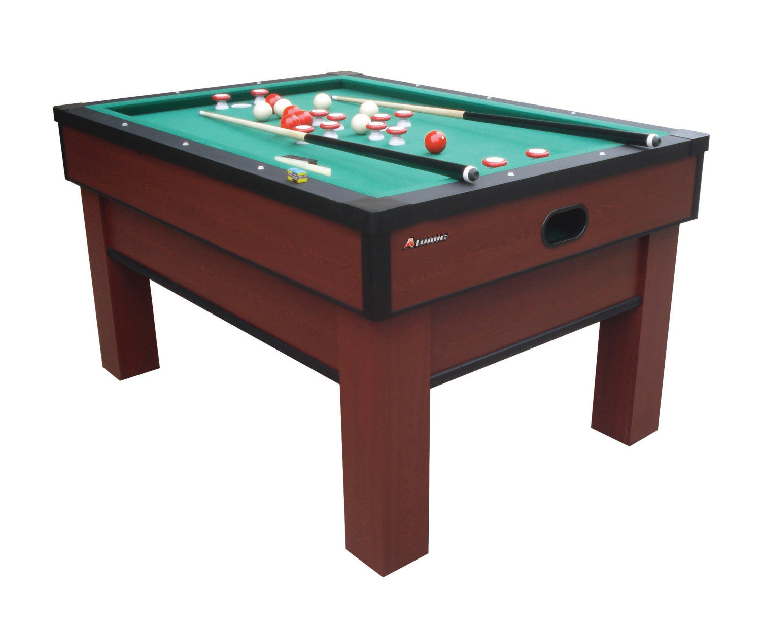 Atomic Classic Bumper Pool Table with Internal Ball Return System and Warp-Resistant MDF Play Field