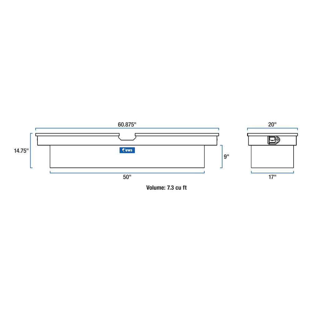 UWS 60 in. Bright Aluminum Gull Wing Crossover Truck Tool Box (Heavy Packaging) TB-60