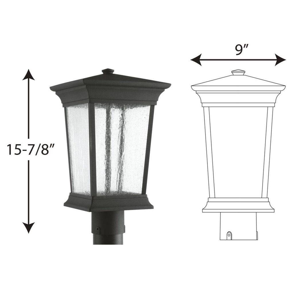 Progress Lighting Arrive LED Collection Textured Black Clear Seeded Glass Modern Outdoor Post Lantern Light P6427-3130K9