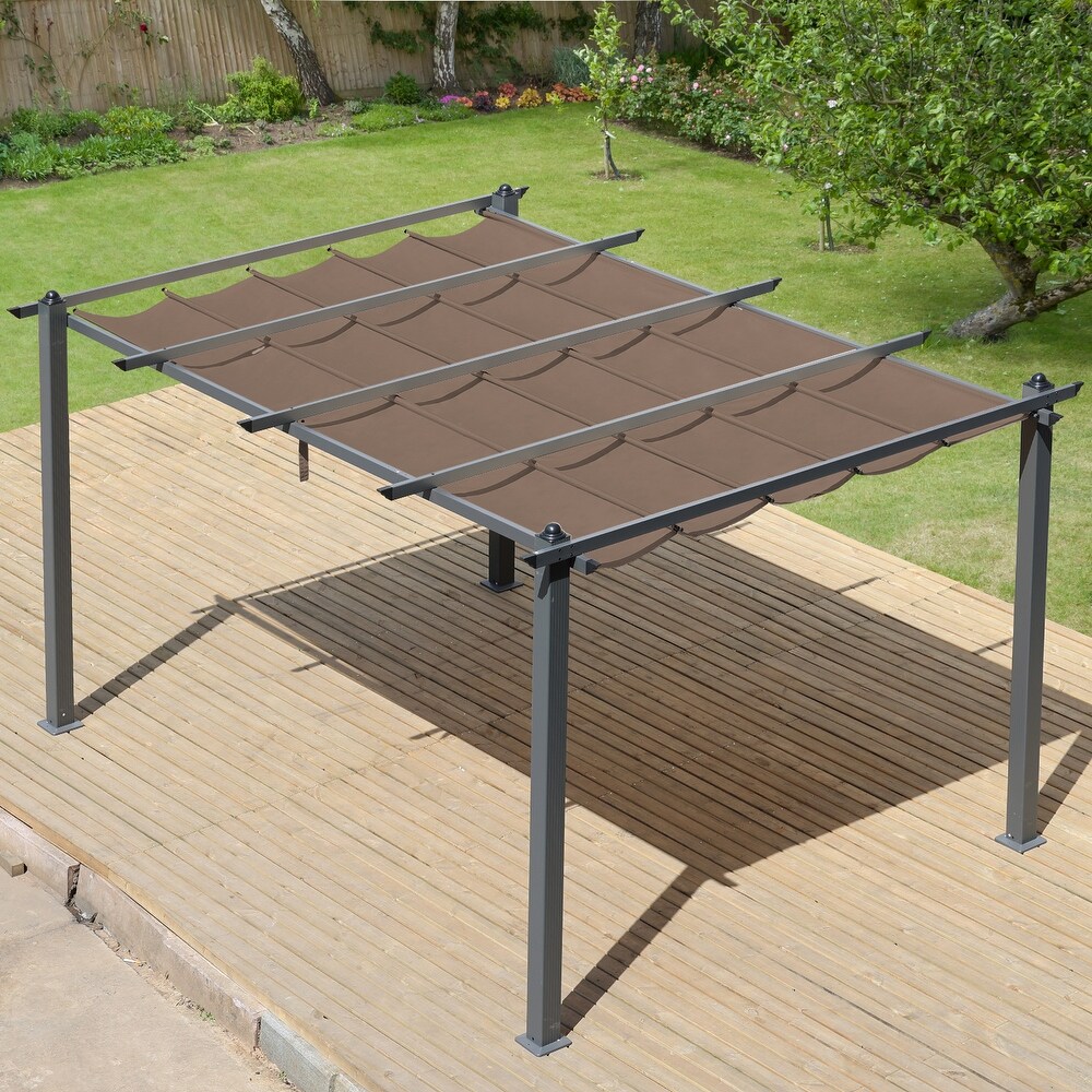 Aoodor Replacement Pergola Replacement Canopy Retractable Shade Brown Fabric