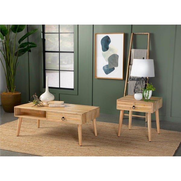 1 Drawer Wood End Table with Tapered Legs in Natural Finish