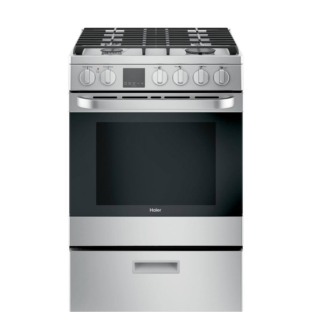 Haier 24 in. 2.9 cu. ft. Gas Range with Convection Oven in Stainless Steel QGAS740RMSS