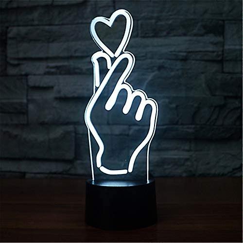 3d Hand Heart Gesture Night Light Touch Table Desk Optical Illusion Lamps 7 Color Changing Lights Home Xmas Birthday Gift