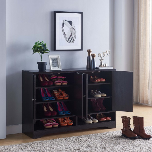 Fc Design 4 door Shoe Storge Cabinet With 2 Bottom Open Shelves For 20 Pairs Of Shoes In Red Cocoa