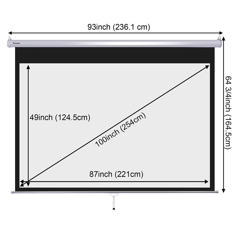 InstaHibit 16:9 Retractable Manual Projection Screen 100