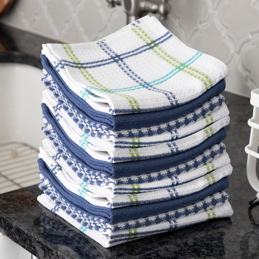 T fal Textiles 12 Pack Flat Waffle Cotton Kitchen Dish Cloth Set