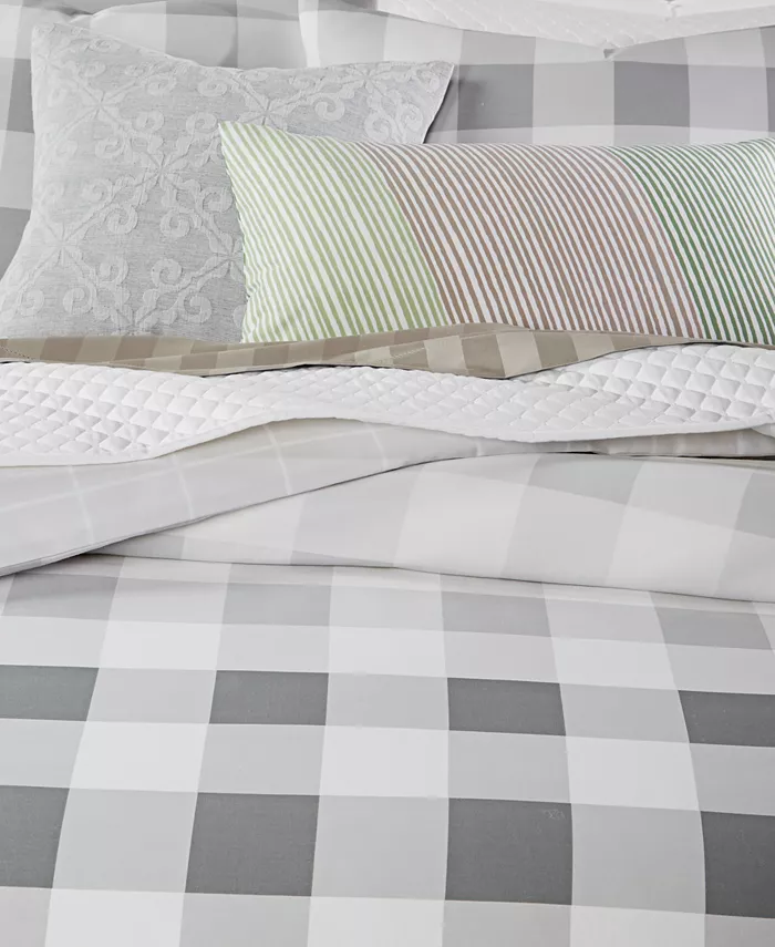 Charter Club Gingham Colorblock 3-Pc. Duvet Cover Set， King，