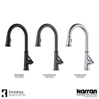 Karran Elwood Single Handle Pull Down Sprayer Kitchen Faucet in Gunmetal Grey KKF330GG