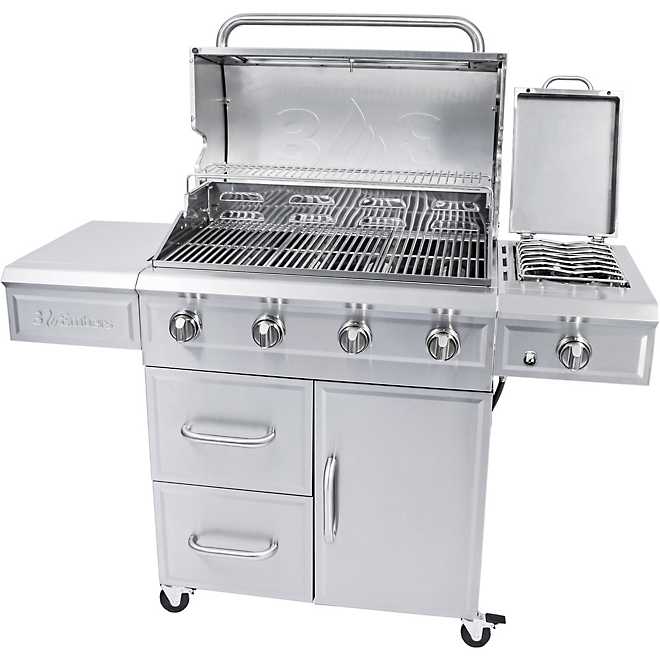 3 Embers 4-Burner Dual-Fuel Propane Gas Grill with Radiant Embers Cooking System