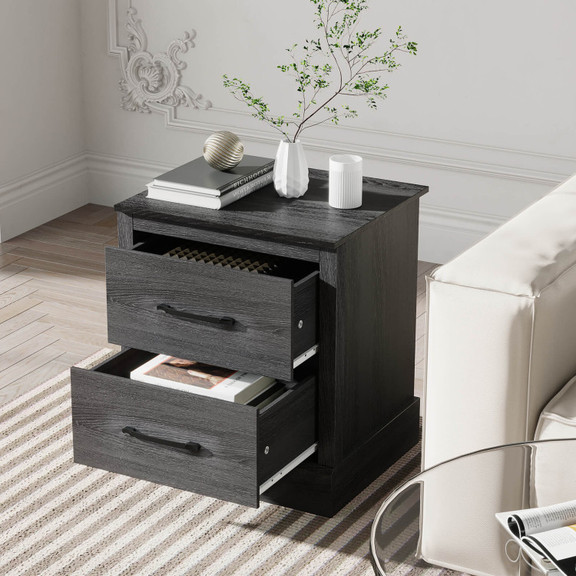 Costway 37861254 Wood Compact Floor Nightstand wit...