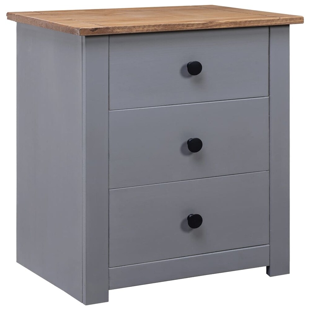 vidaXL Nightstand with 3 Drawers Storage Bedside Table Pinewood Panama Range