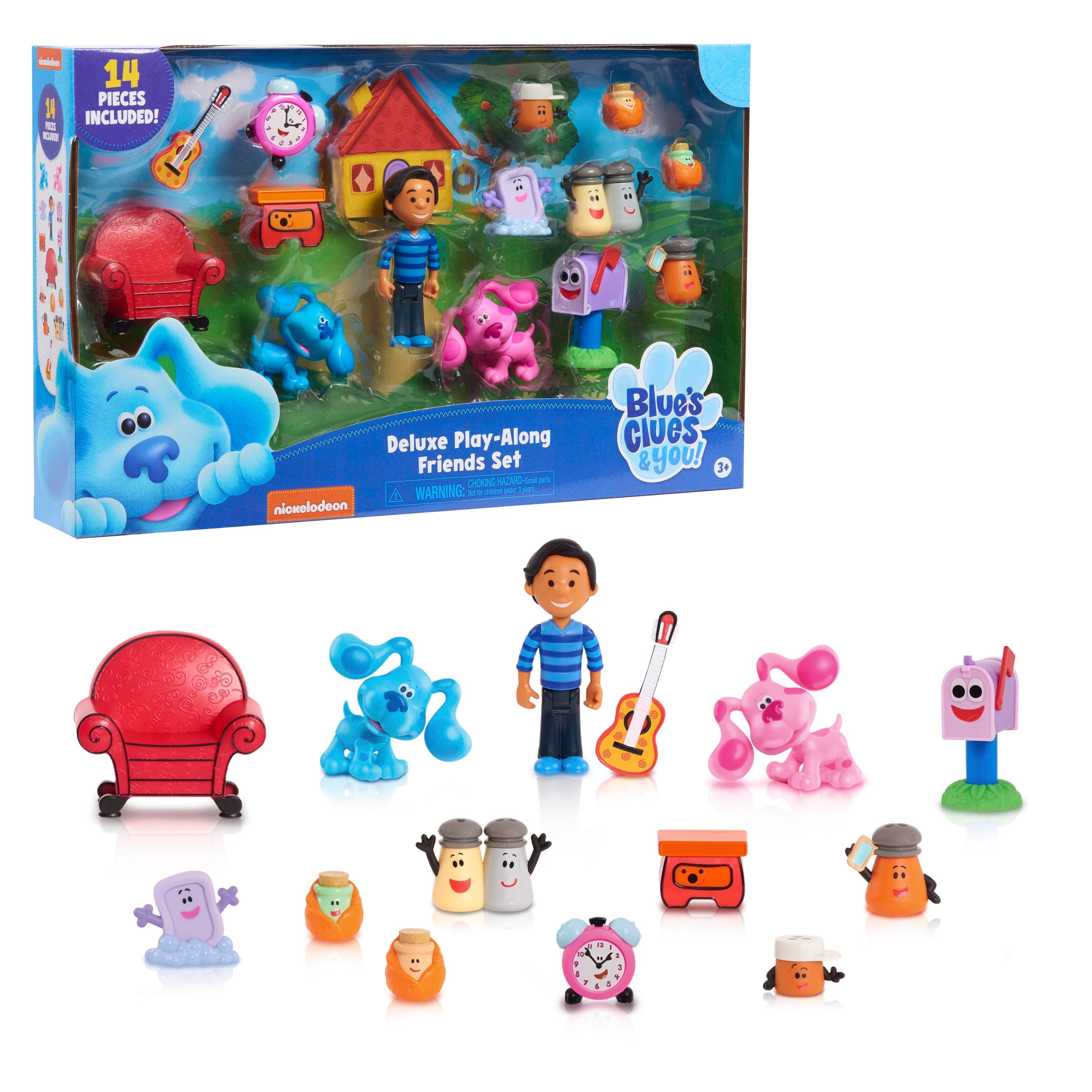 Blue's Clues and You! Deluxe Play-Along Friends Set， 14-Piece Figure Set，  Kids Toys for Ages 3 Up， Gifts and Presents