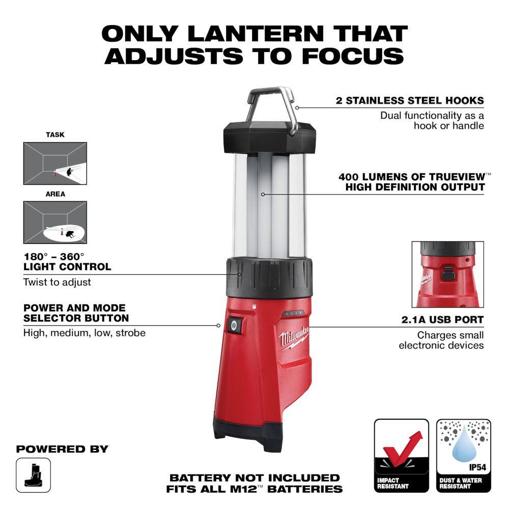 MW M12 12V Lithium-Ion Cordless HACKZALL Reciprocating Saw Kit with M12 LED Lantern 2420-21-2362-20