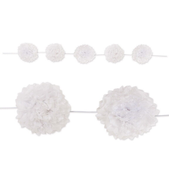 Beistle 52183 W Tissue Flower Garland  white5 fl...