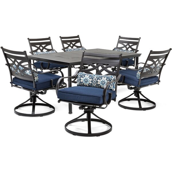 Cambridge Margate 7Piece Dining Set with 6 Swivel Rockers and a 40In. x 67In. Dining Table