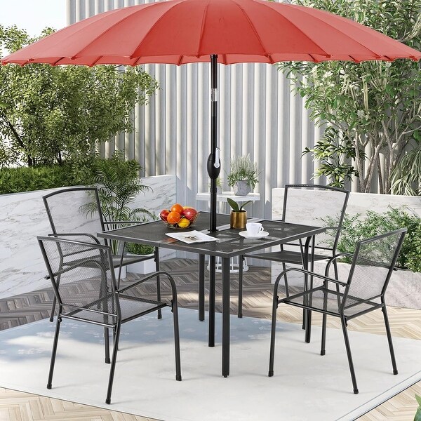 AECOJOY Outdoor Patio Square Dining Table for 4 with 1.6