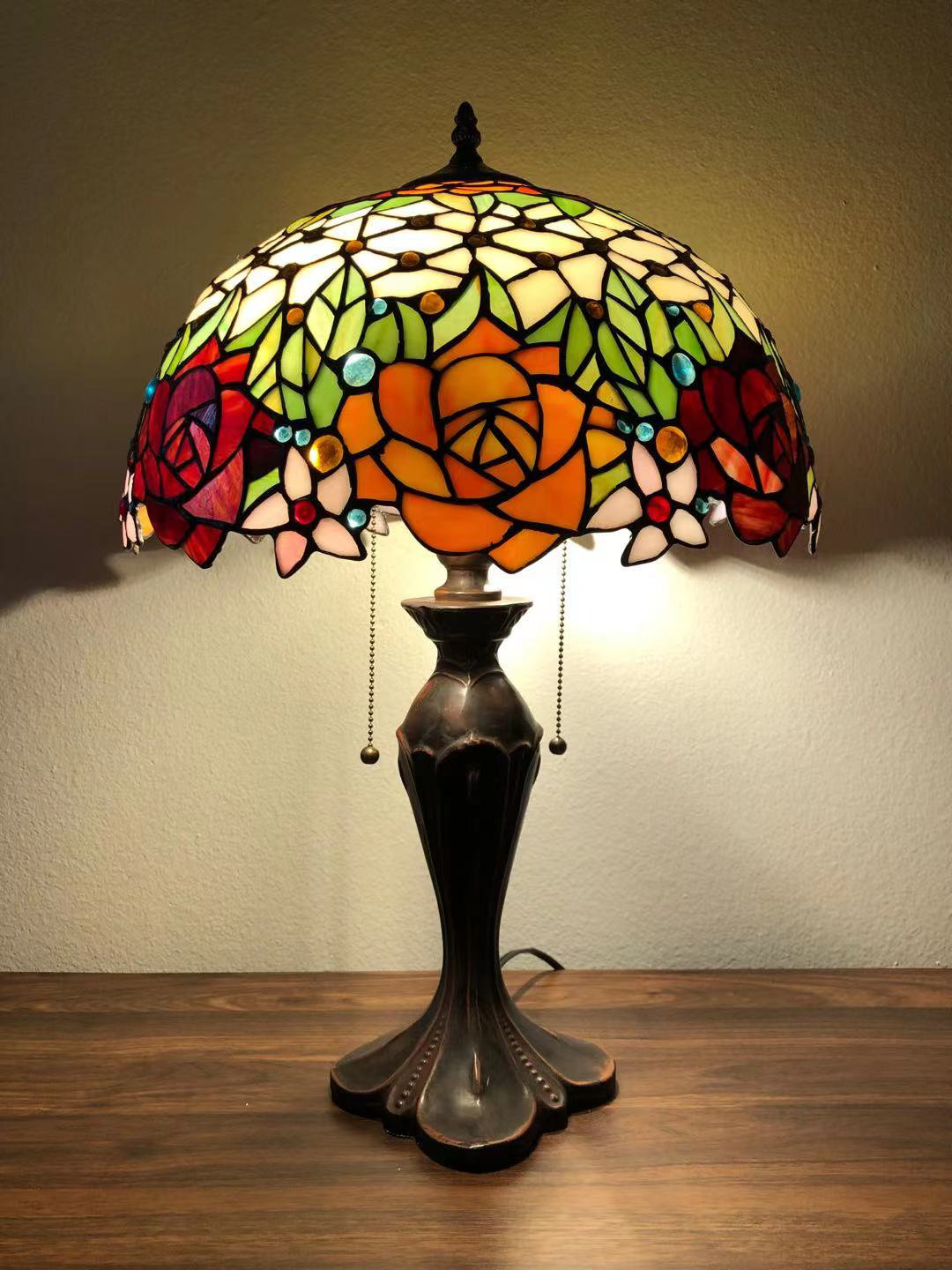  Style Table Lamp Rose Blue H24*W16 Inch