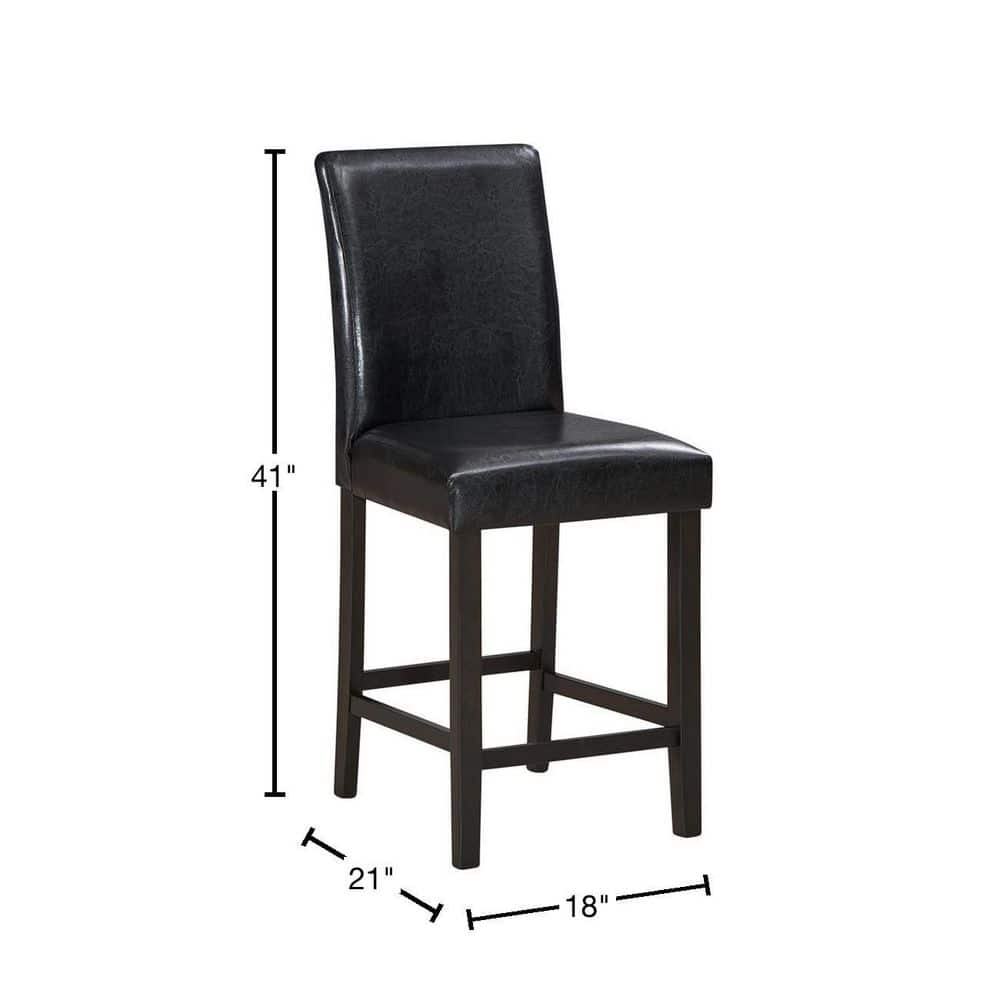 Gymax 41 in. H Bar Stools High Back Counter Height Barstool Pub Chair w/ Rubber Wood Legs Black (Set of 4) GYM05877