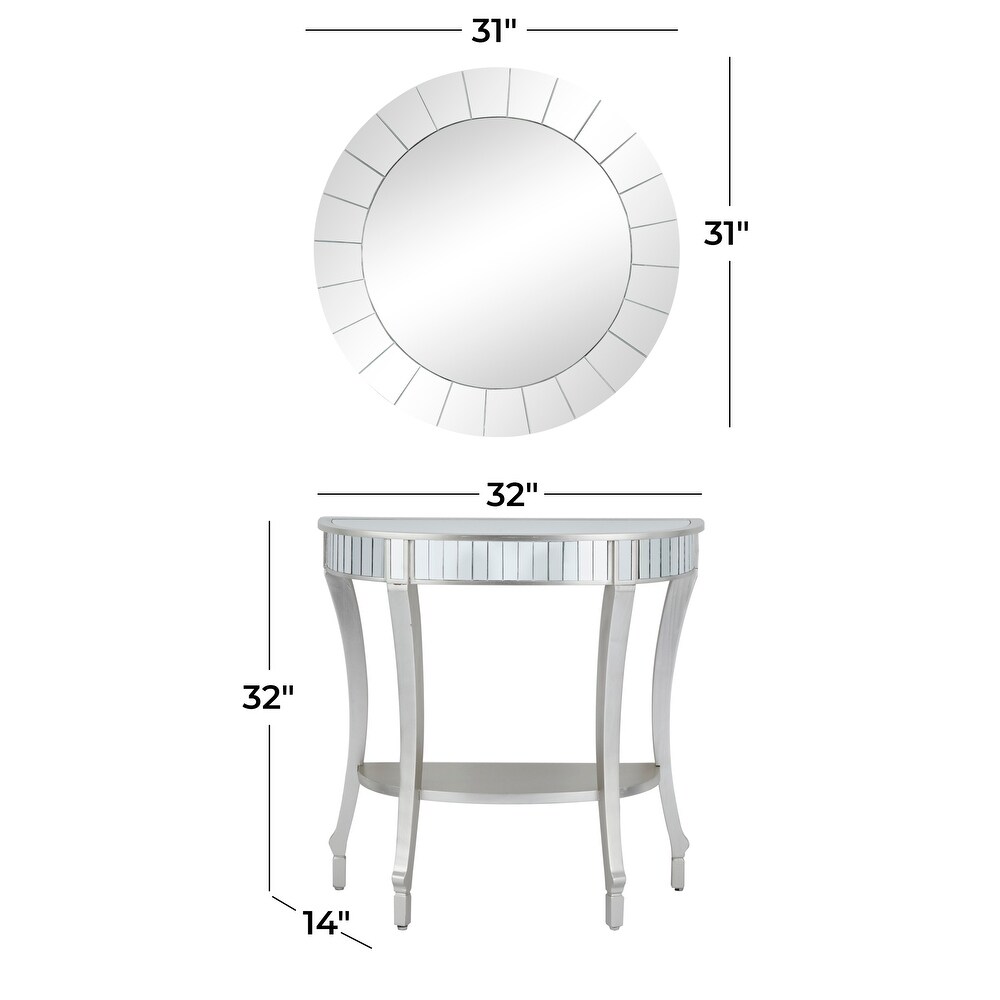 White Fir Glam Console Table with Mirror (Set of 2)   32 x 14 x 32