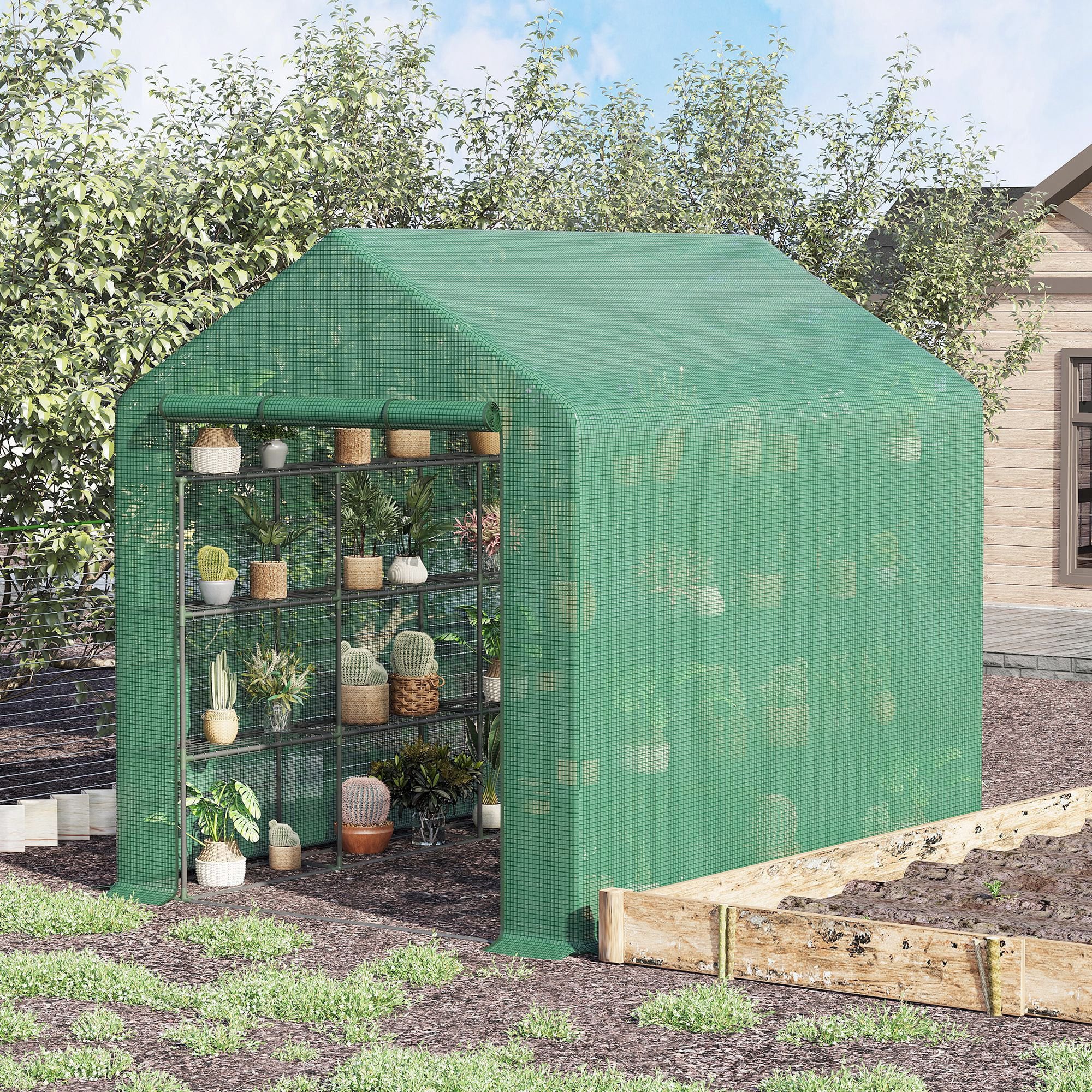 Portable Greenhouse Walk In Green House Outdoor Year Around Plant Gardening