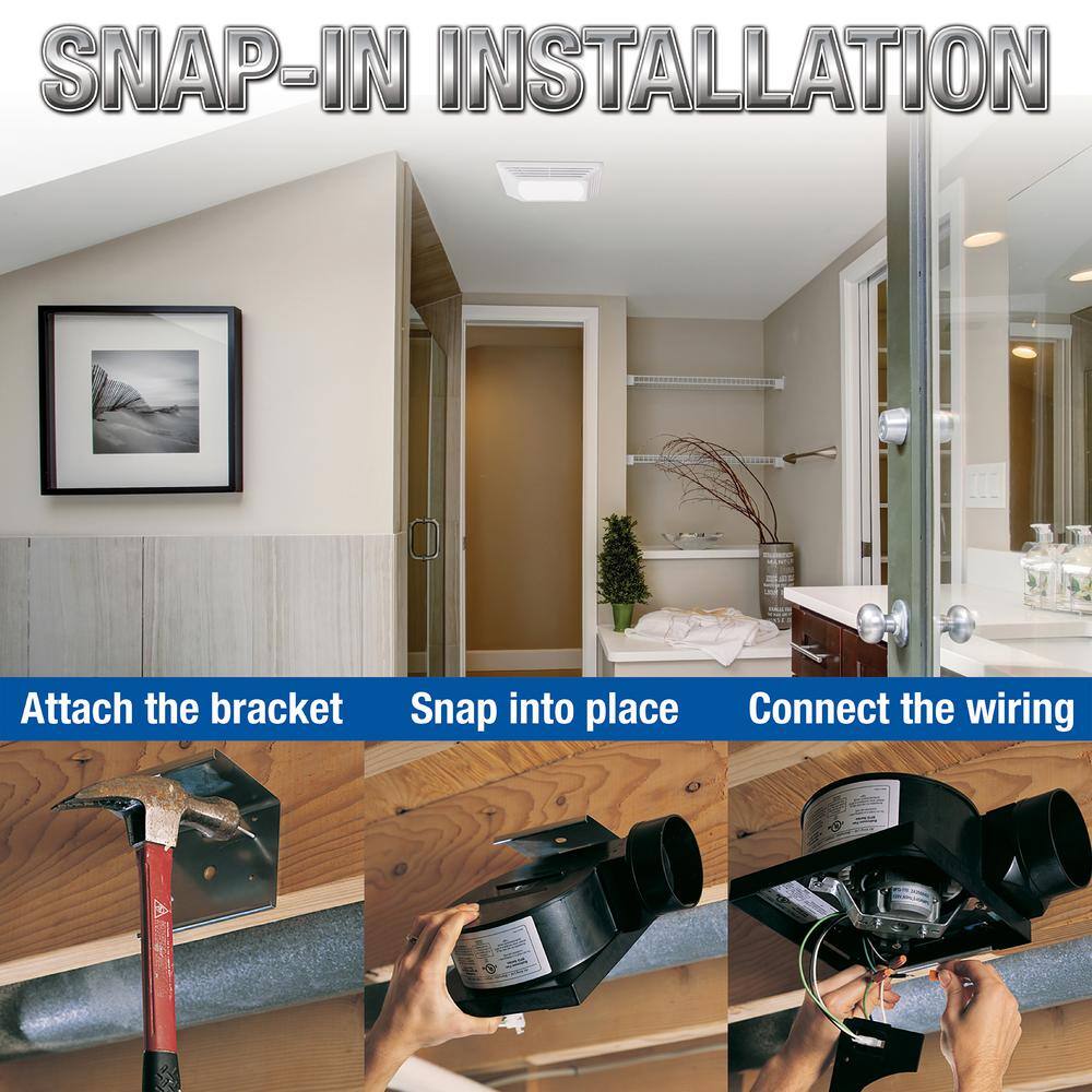 Air King ENERGY STAR Certified Snap-In Installation Quiet 50 CFM Bathroom Exhaust Fan with LED light BFQL50