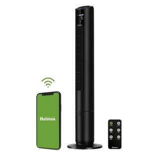 Holmes SmartConnect 42 in. Oscillating 5 Speed Wi-Fi Digital Tower Fan Black with ClearRead Display and Remote Control 12078