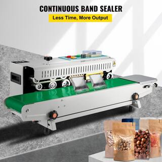 VEVOR Continuous Band Sealer Stepless Speed Adjusting Auto Horizontal Food Vacuum Sealer Machine for PVC Bags Silver FKJFR900WSBM00001V1