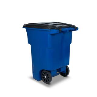 Toter 96 Gal. Blue Outdoor Commercial Trash Can with Quiet Wheels and Lid ANA96-00BLU