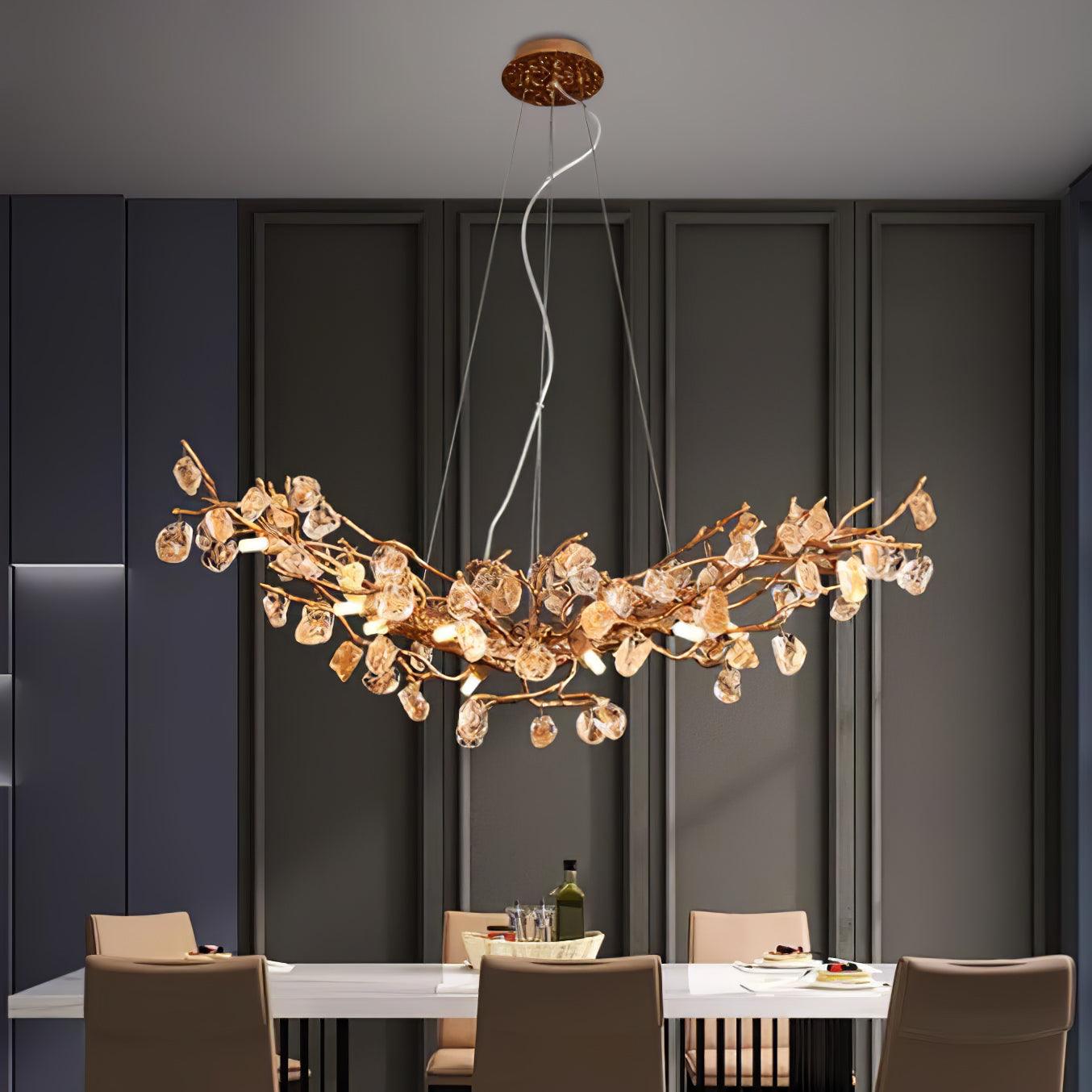 Stone Crystal Brass Chandelier