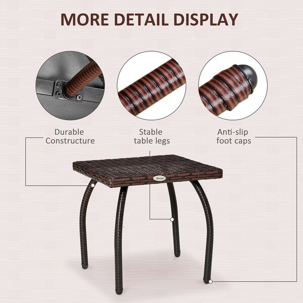 Outdoor PE Wicker Side Table，Rattan End Table