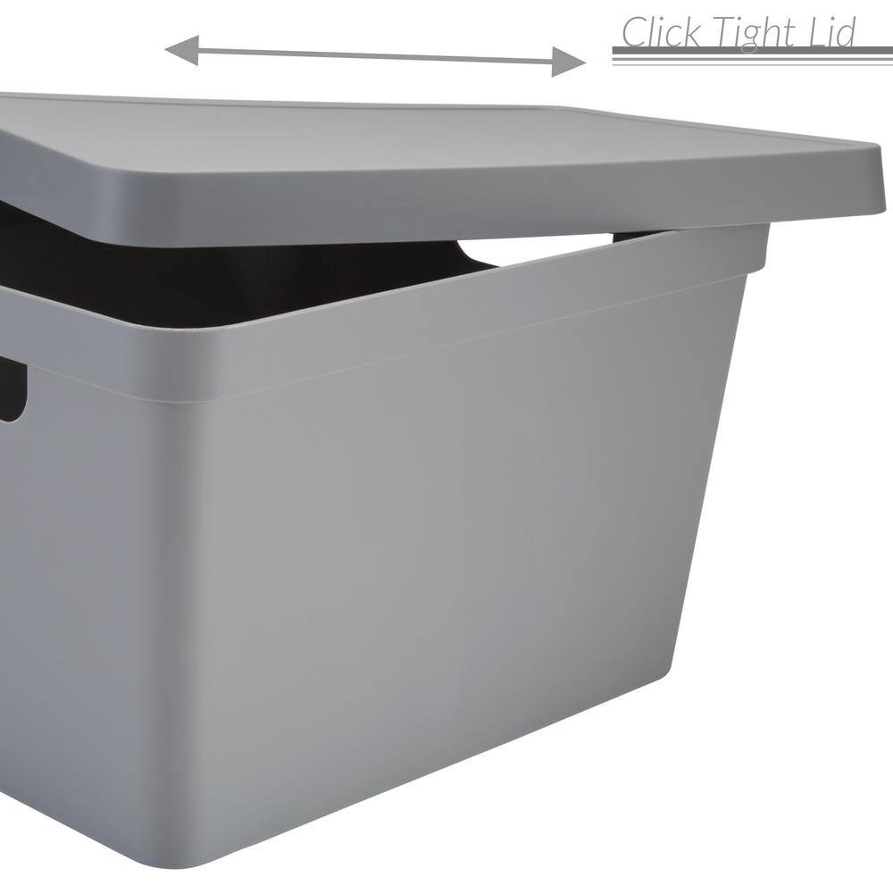 SIMPLIFY 8.58 in. H x 14.57 in. W x 10.91 in. D Gray Plastic Cube Storage Bin 25925-GREY