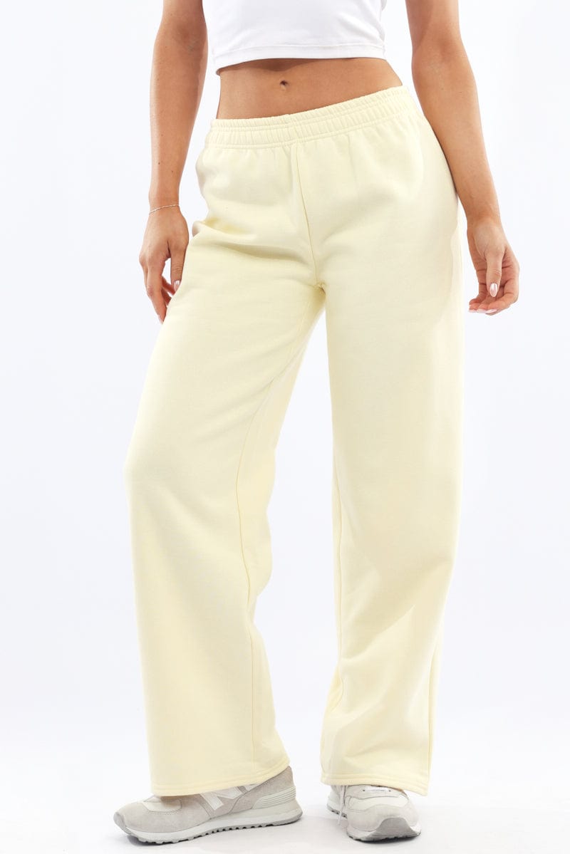 Yellow Track Pants Wide Leg