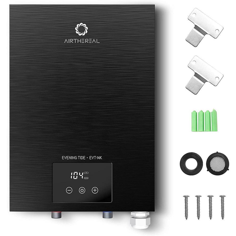 Airthereal Electric Tankless Water Heater 14kW - Endless On-Demand Hot Water - Self Modulates to Save Energy Use - for 1 Shower EVT-14K