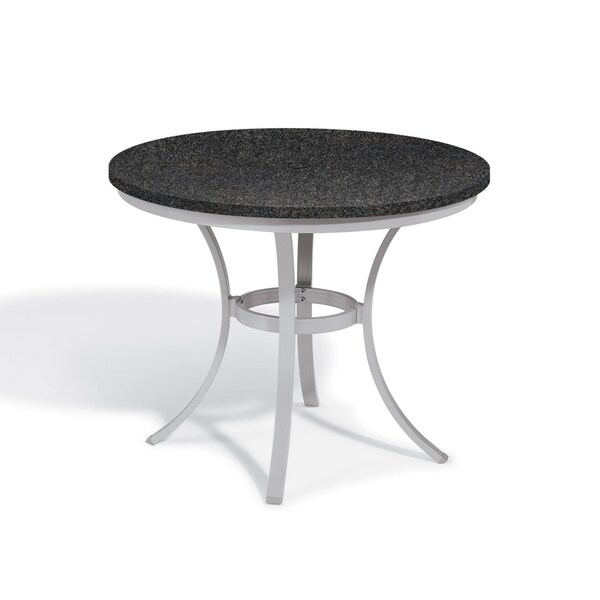 Oxford Garden Travira 36inch Round LiteCore Granite Charcoal Café Bistro Table with Powder Coated Steel Frame