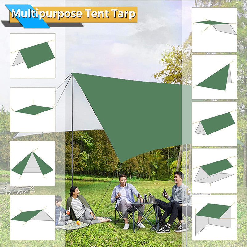 5 x 7ft Camping Tent Cover Tarp Sun Shade Hammock Protector Oxford Fabric Camping Shelter Waterproof Anit-UV Shelter– Green