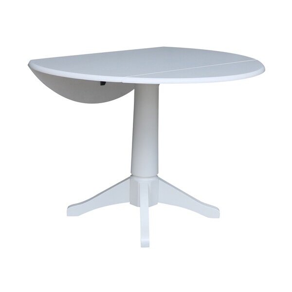 42 in Round Top Dual Drop Leaf Pedestal Table - White