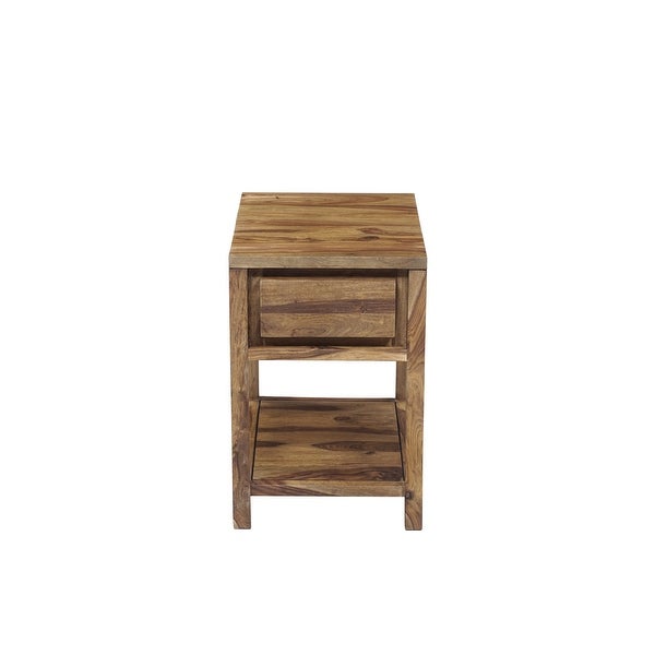 Wanderloot Urban Mid-Century Modern Sheesham Wood End Table With Drawer - 24