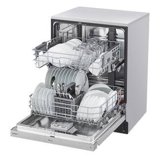 LG 24 in. Stainless Steel Front Control Built-In Dishwasher with Stainless Steel Tub Quadwash Dynamic Dry ADA 48 dBA ADFD5448AT