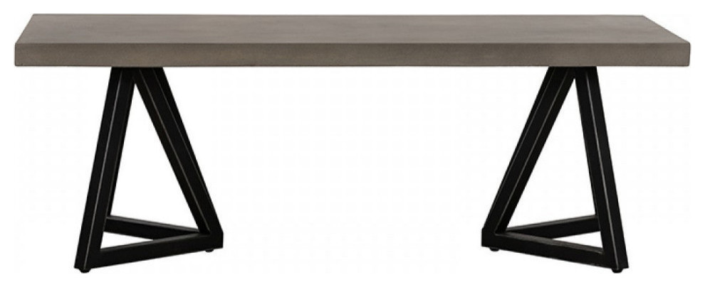 Stefan Modern Concrete and Black Metal Coffee Table   Midcentury   Coffee Tables   by Rustic Home Furniture Deco  Houzz