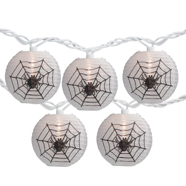 Northlight 10 count Black Spider In Web Paper Lantern Halloween Lights 8 5ft White Wire