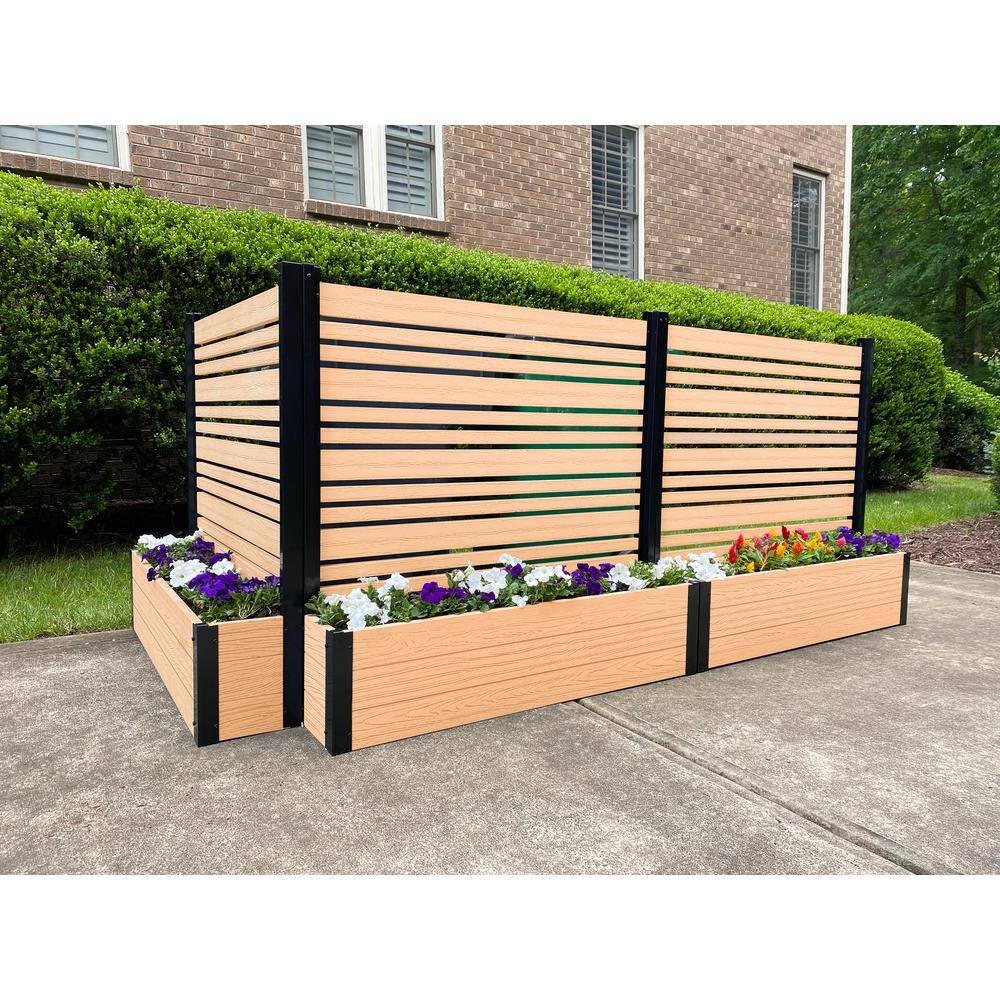 Enclo Privacy Screens Florence 4 ft. x 4 ft. x 1 ft. Cedar Freestanding WoodTek Vinyl Privacy Screen and Planter Box Kit EC18006