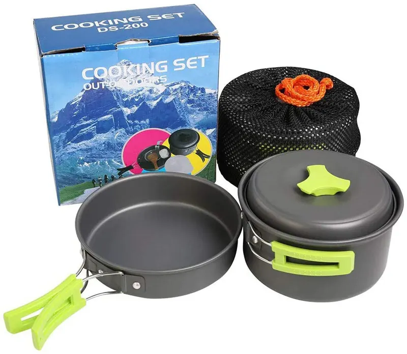 1 2 People Portable camping cooker Picnic Barbecue Pot Flying pan outdoor gear accessories cookware sets Cooking equipment