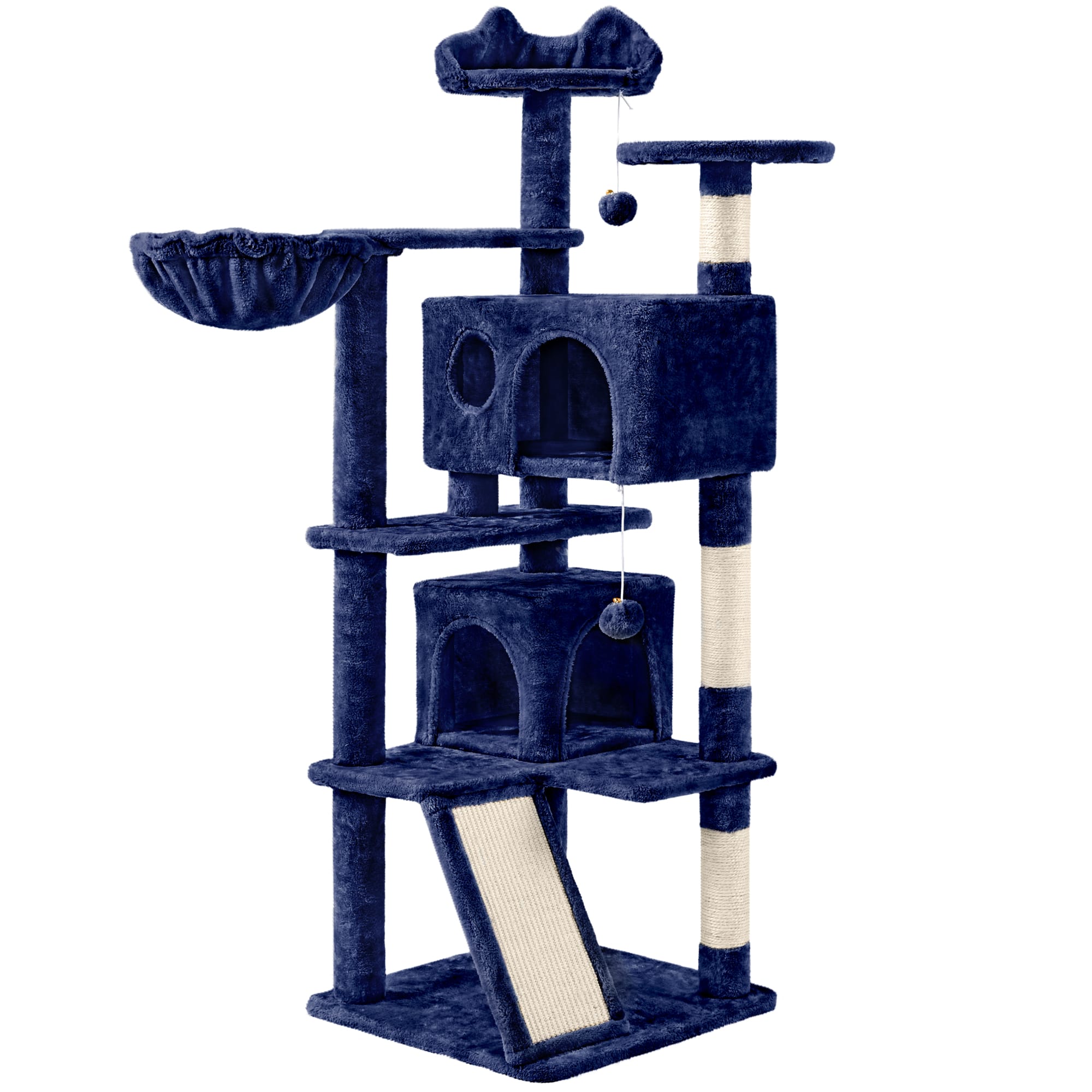 Topeakmart Navy Blue Plush Cat Tree for Kittens， 55