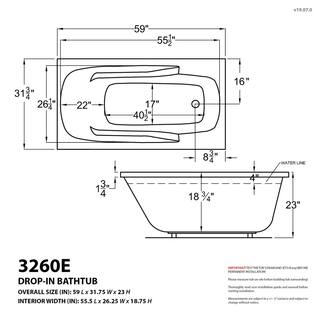 Universal Tubs Coral Diamond Series 5 ft. Left Drain Rectangular Drop-in Whirlpool and Air Bath Tub in White HD3260EDLX