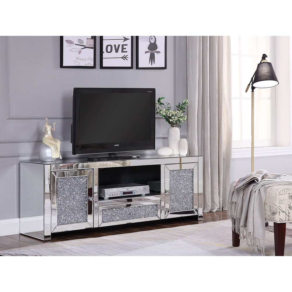 ACME Noralie Mirror and Faux Diamond TV Stand