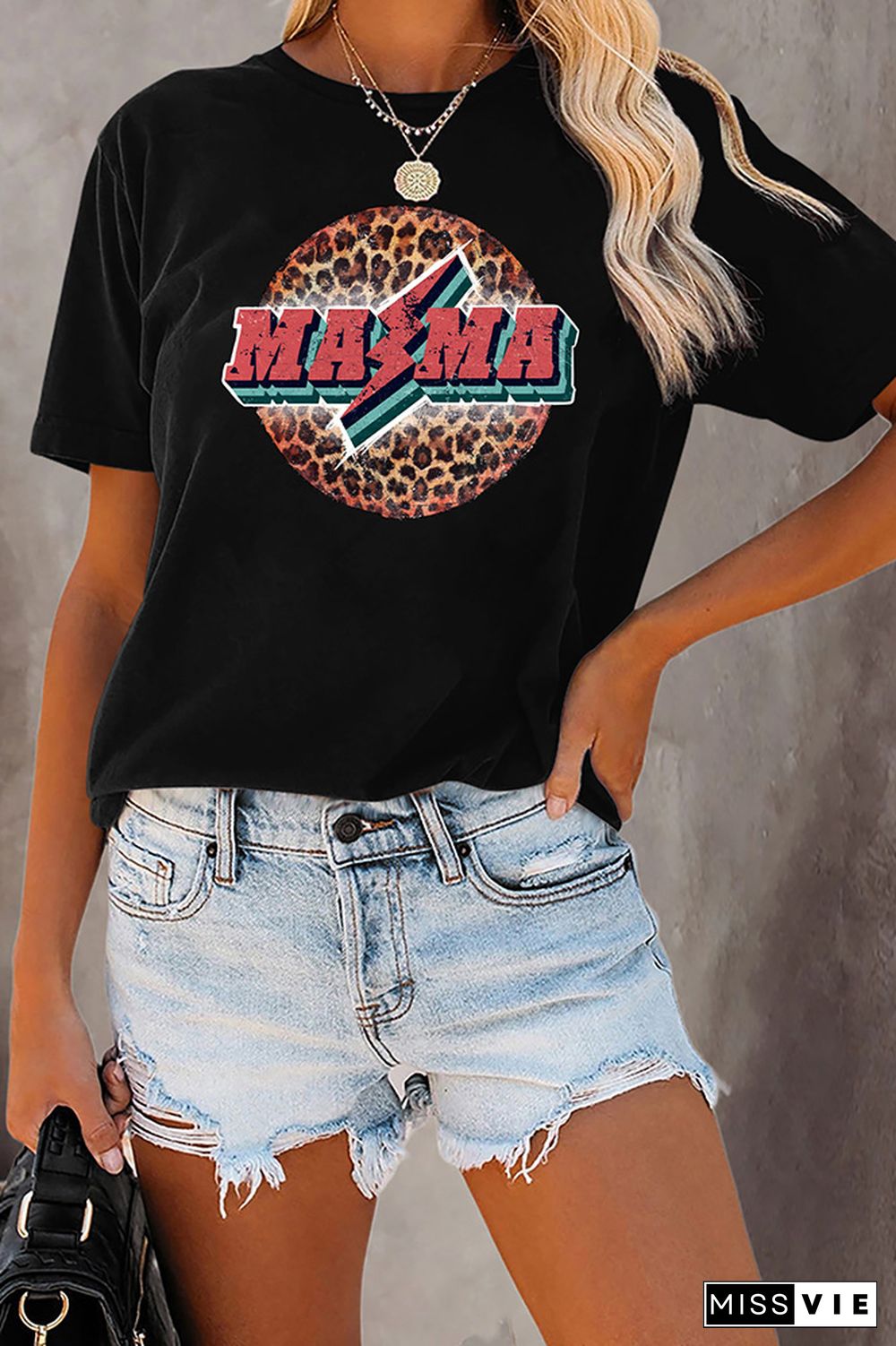 Retro Mama Leopard Graphic Tee