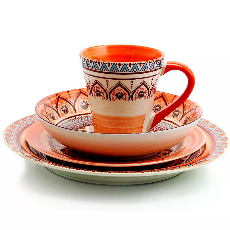 Elama Zen Rust Mozaik 16 Piece Dinnerware Set