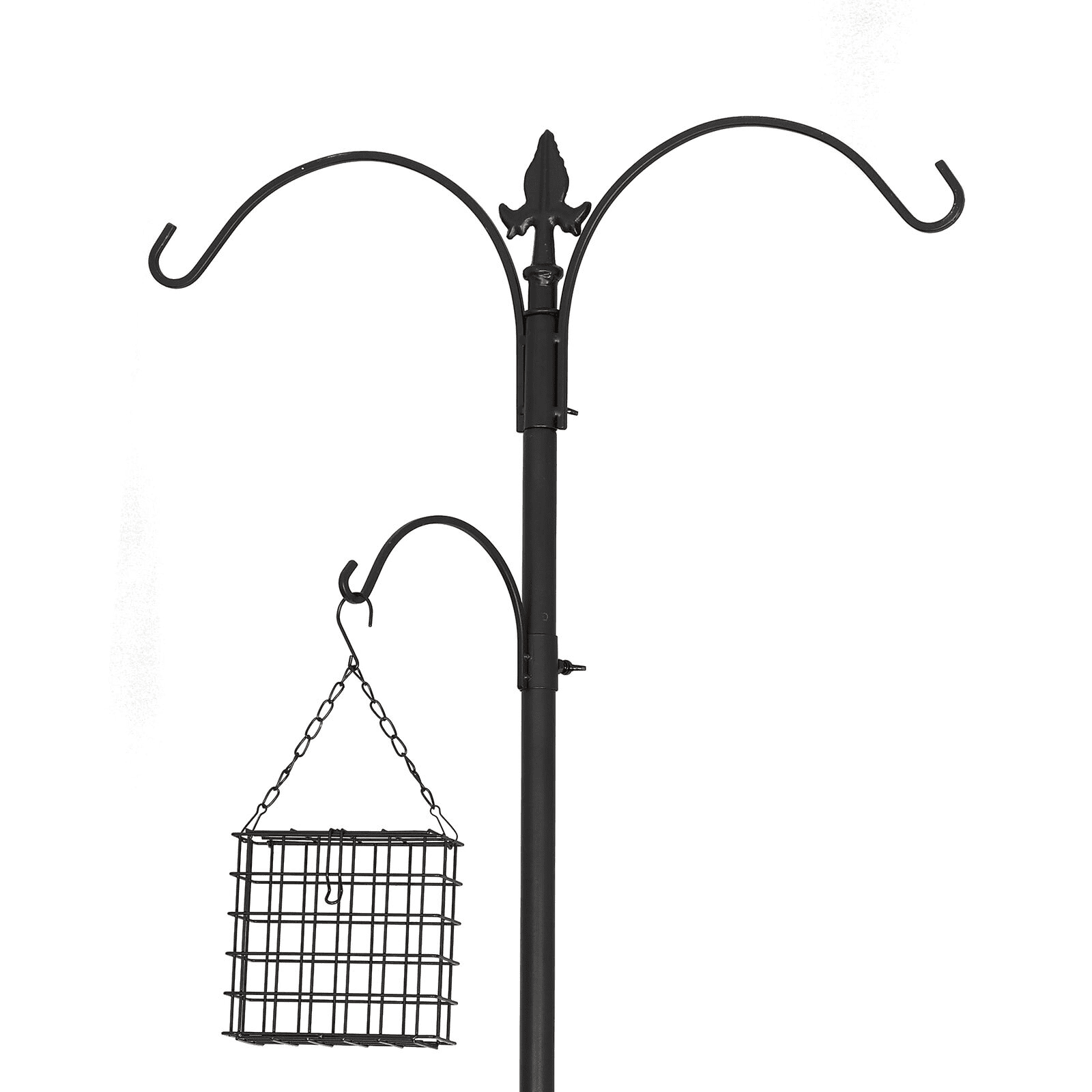 ZenStyle Bird Feeder Station Kit Bird Feeder Pole for Outside with Hangers 5 Prongs Design Black