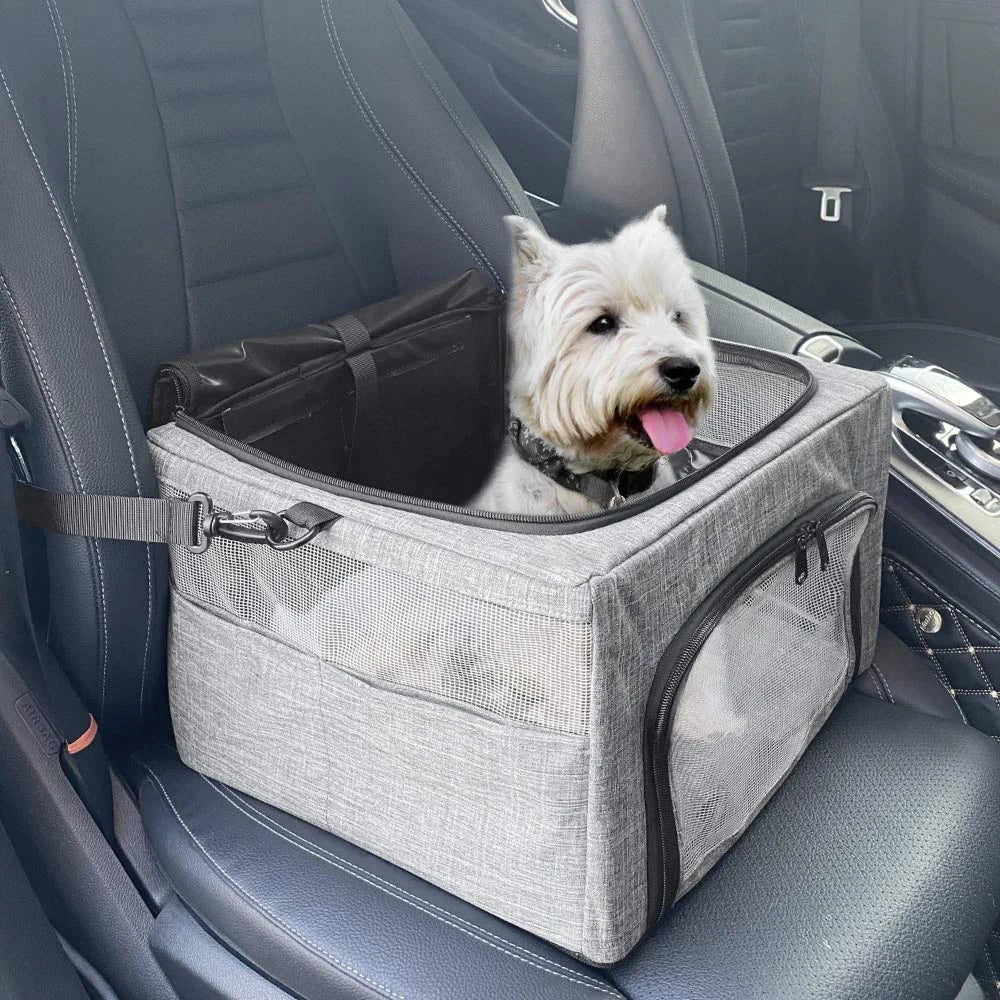 AUTOWT Dog Booster Car Seat， Reinforce Metal Frame Safe Pet Car Seat with Seatbelt and Waterproof Pee Pad and Top Cover | Portable Collapsible Puppy Carrier Bag | for Small Dogs Cats Animals